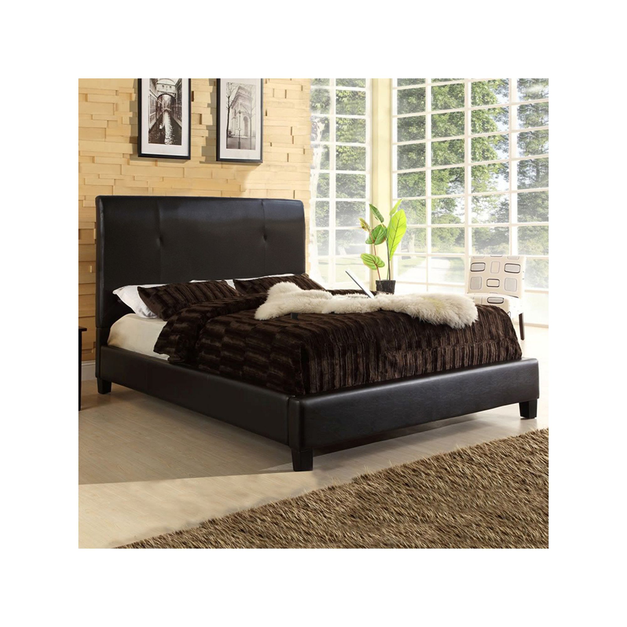Baxton Studio Cambridge Bed, Dark Brown