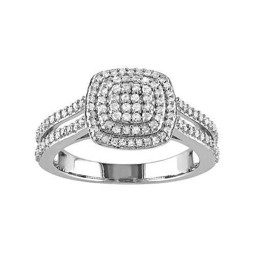 1 2 carat diamond sterling silver ring