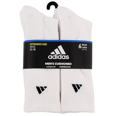 Big Tall adidas 6 pack Athletic Cushioned Crew Socks