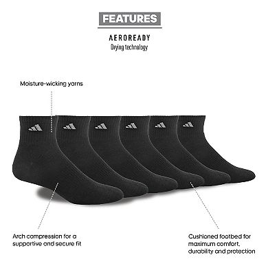 Big & Tall adidas 6-pack ClimaLite Performance Quarter Socks