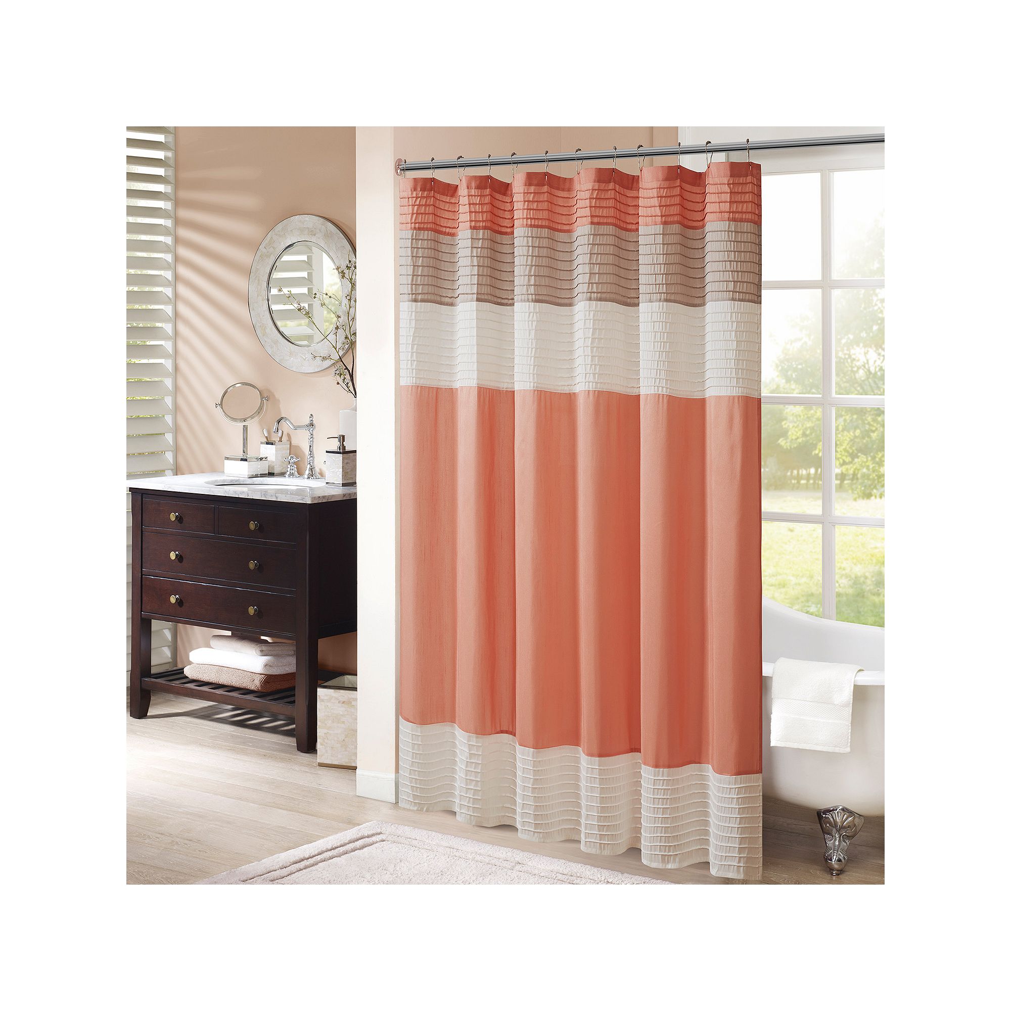 Madison Park Eastridge Faux Silk Shower Curtain, Size: 72X72, Pink