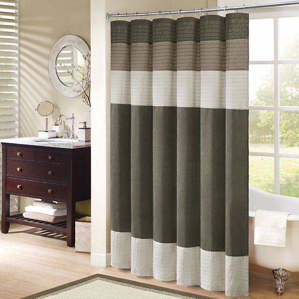 Madison Park Eastridge Faux Silk Shower Curtain - Natural (72X72)