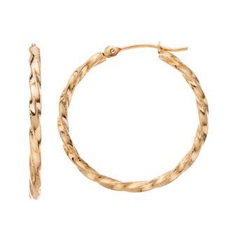 14k Gold Twist Hoop Earrings