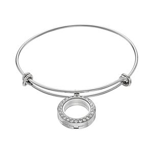 Heart Charm On A 8 Inch Round Double Loop Bangle Bracelet