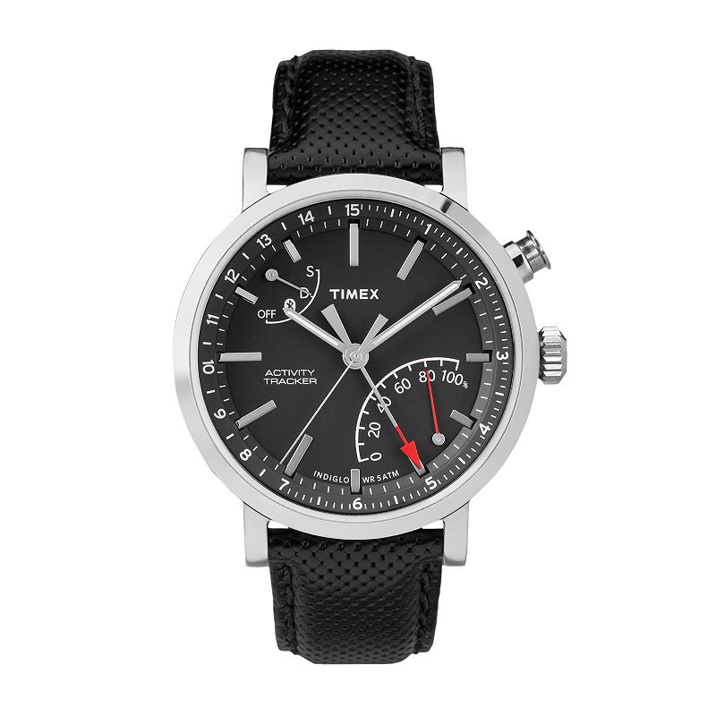 Timex Unisex Metropolitan+ Activity Tracker Leather Watch - TW2P81700ZA, Black