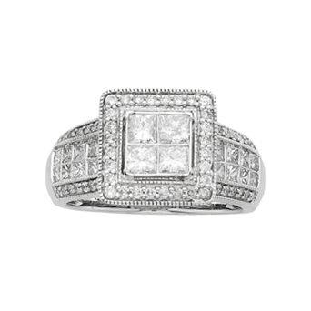 The Regal Collection 14k White Gold IGL Certified 1 1/2 Carat T.W. Diamond Halo Engagement Ring