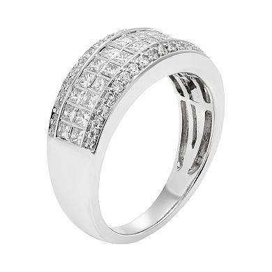 14k White Gold IGL Certified 1 Carat T.W. Diamond Multirow Engagement Ring