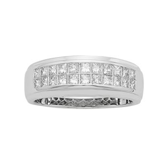 The Regal Collection Men's 14k White Gold IGL Certified 1 Carat T.W. Diamond Wedding Band