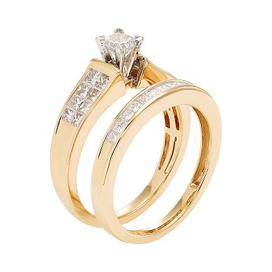 14k Gold IGL Certified 1 Carat T.W. Diamond Engagement Ring Set