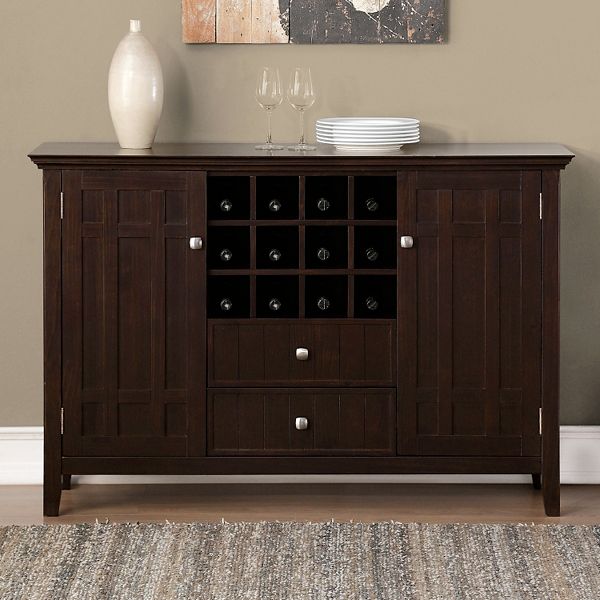 Simpli Home Bedford Sideboard Buffet Wine Rack