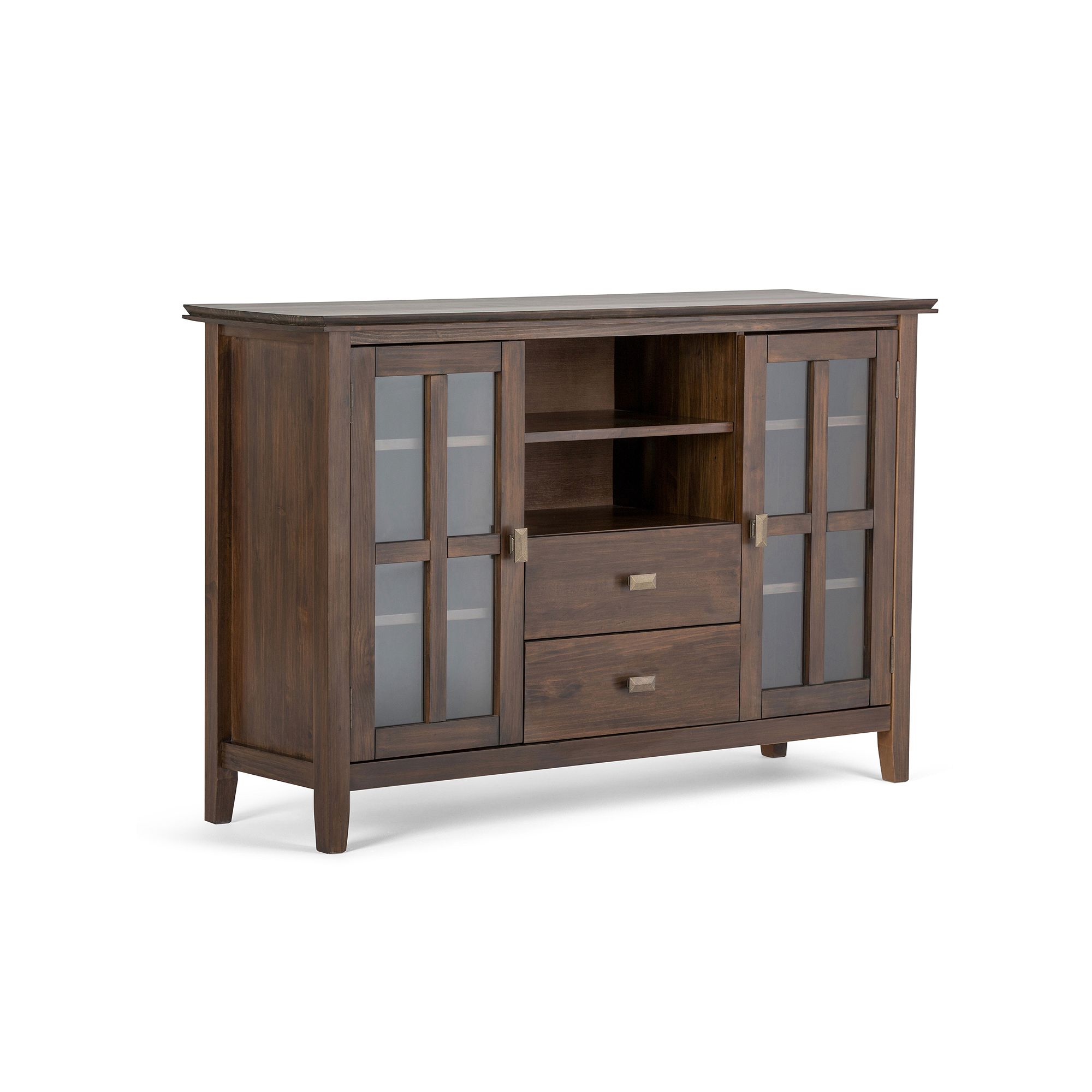 Simpli Home Artisan Tall Brown TV Stand, Natural Aged Brown