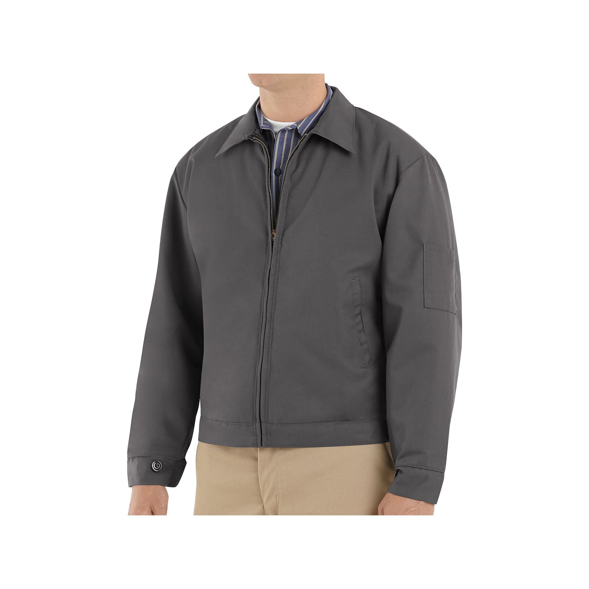 Mens Red Kap Slash Pocket Quilt-Lined Jacket, Size: Large, Gray