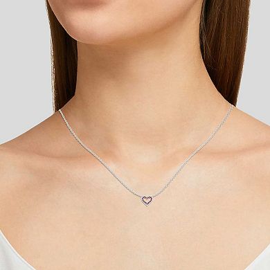 14k White Gold Ruby Heart Pendant Necklace