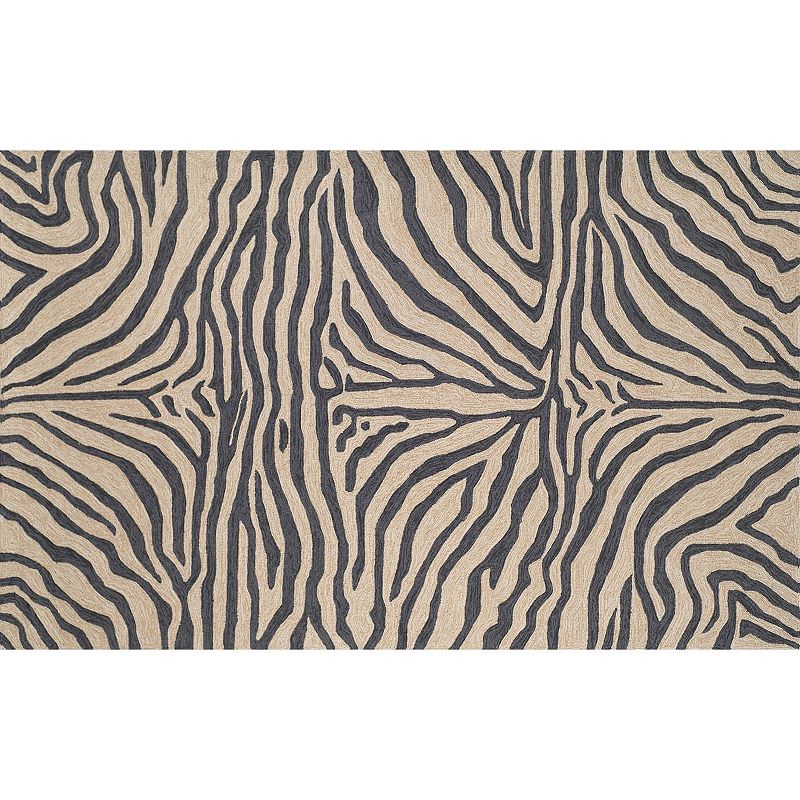 Liora Manne Ravella Zebra Print Indoor Outdoor Rug, Black, 7.5X9.5 Ft