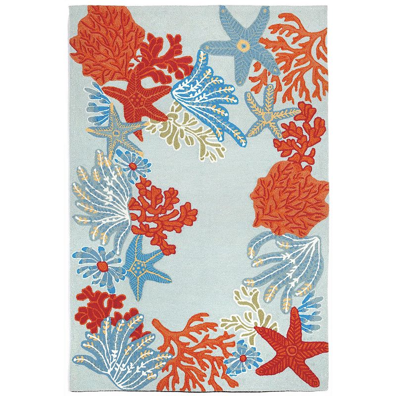 Liora Manne Ravella Ocean Scene Indoor Outdoor Rug, Dark Blue, 7.5X9.5 Ft