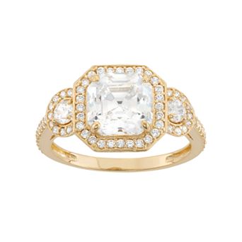Designs by Gioelli 10k Gold Cubic Zirconia Halo Engagement Ring