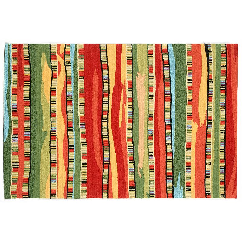 Liora Manne Ravella Fiesta Striped Indoor Outdoor Rug, Red, 7.5X9.5 Ft