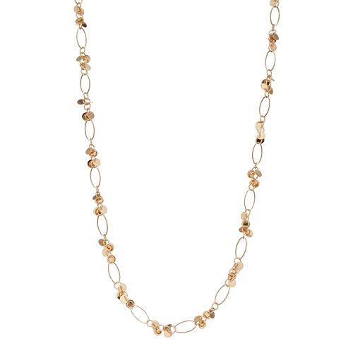 Long Disc Cluster Oval Link Necklace