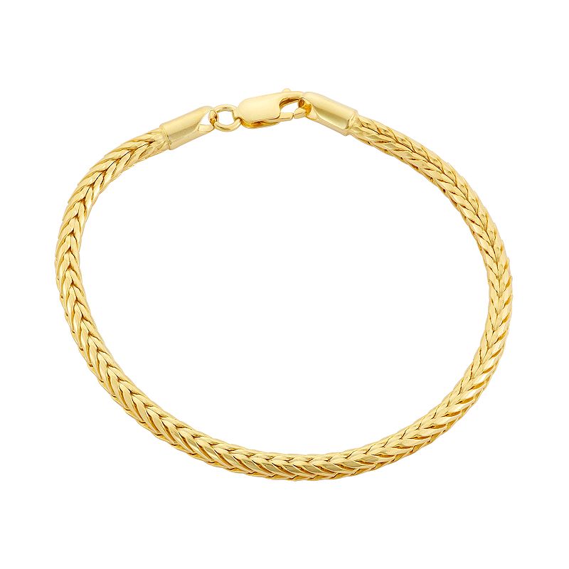14k Gold Over Silver Foxtail Chain Bracelet - 7.5 in., Womens, Size: 7.5