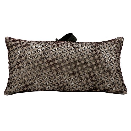 Mina Victory Bordeaux Geo Leather Throw Pillow