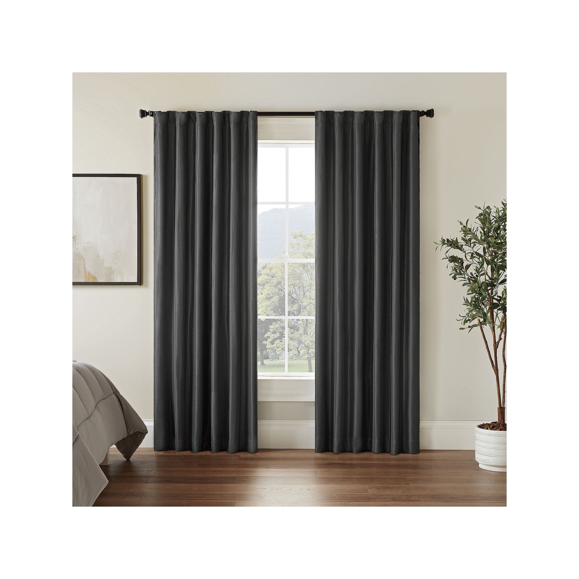 eclipse Fresno Blackout 1-Panel Window Curtain, Grey