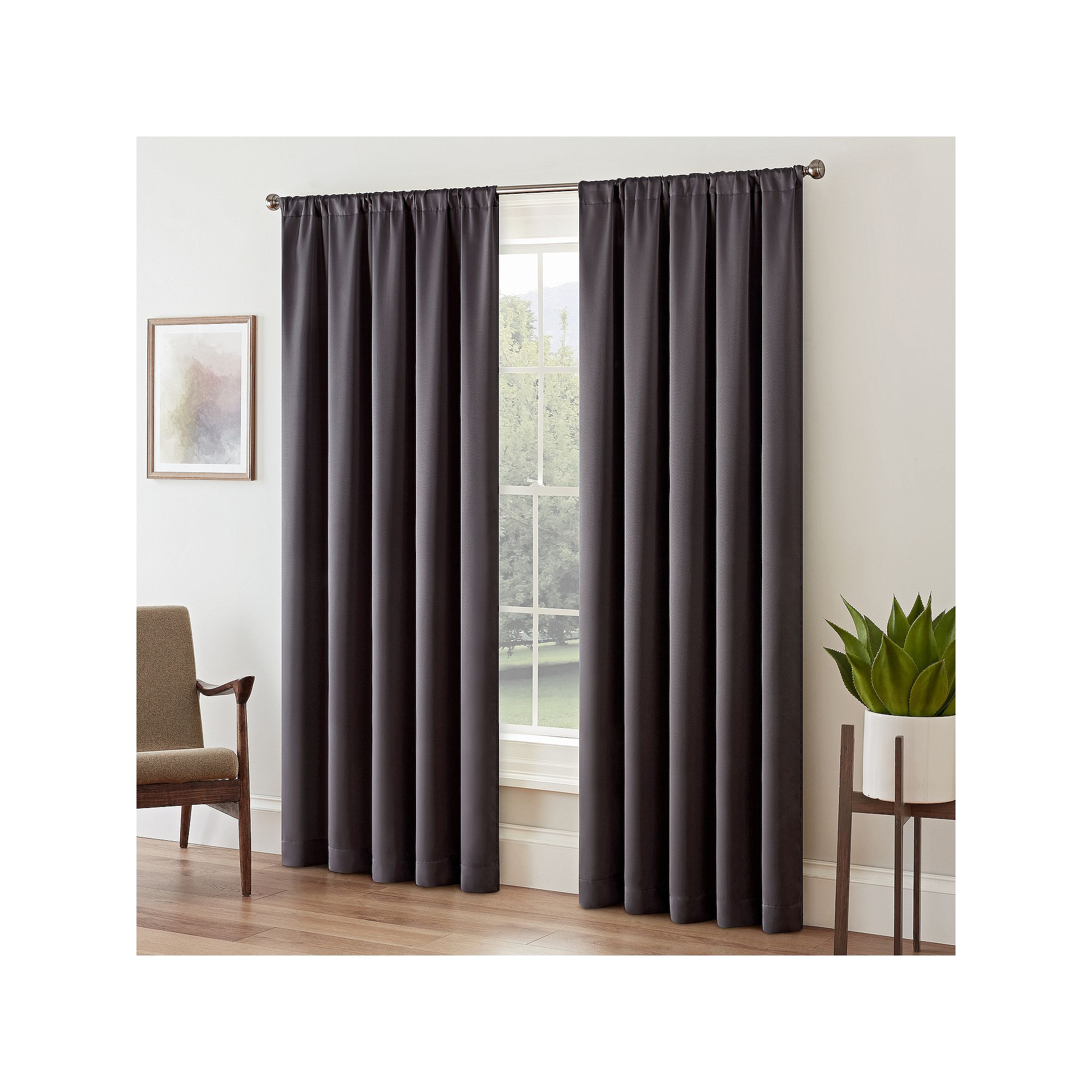 eclipse Tricia Room Darkening 1-Panel Window Curtain, Gray