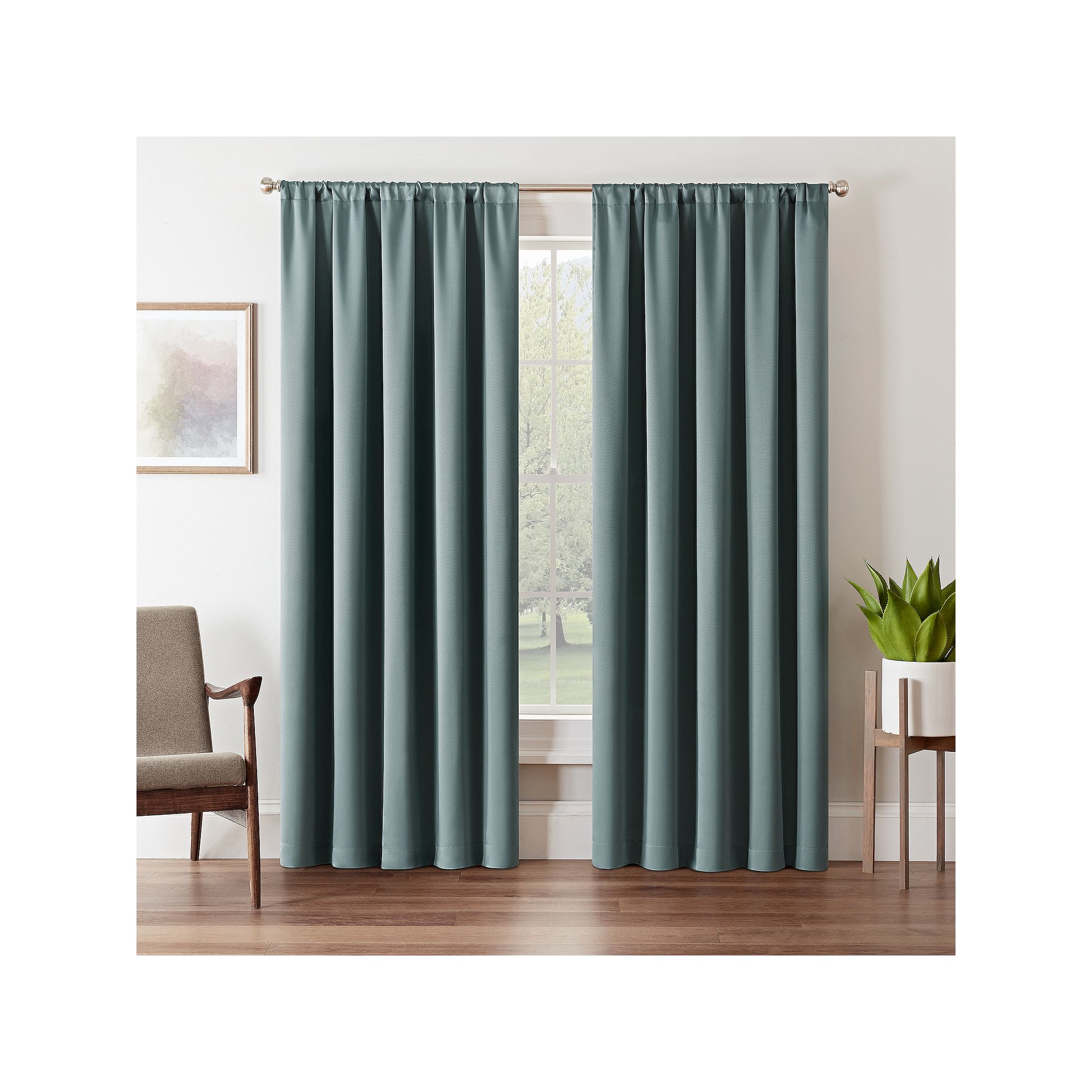 eclipse Tricia Room Darkening 1-Panel Window Curtain, River Blue