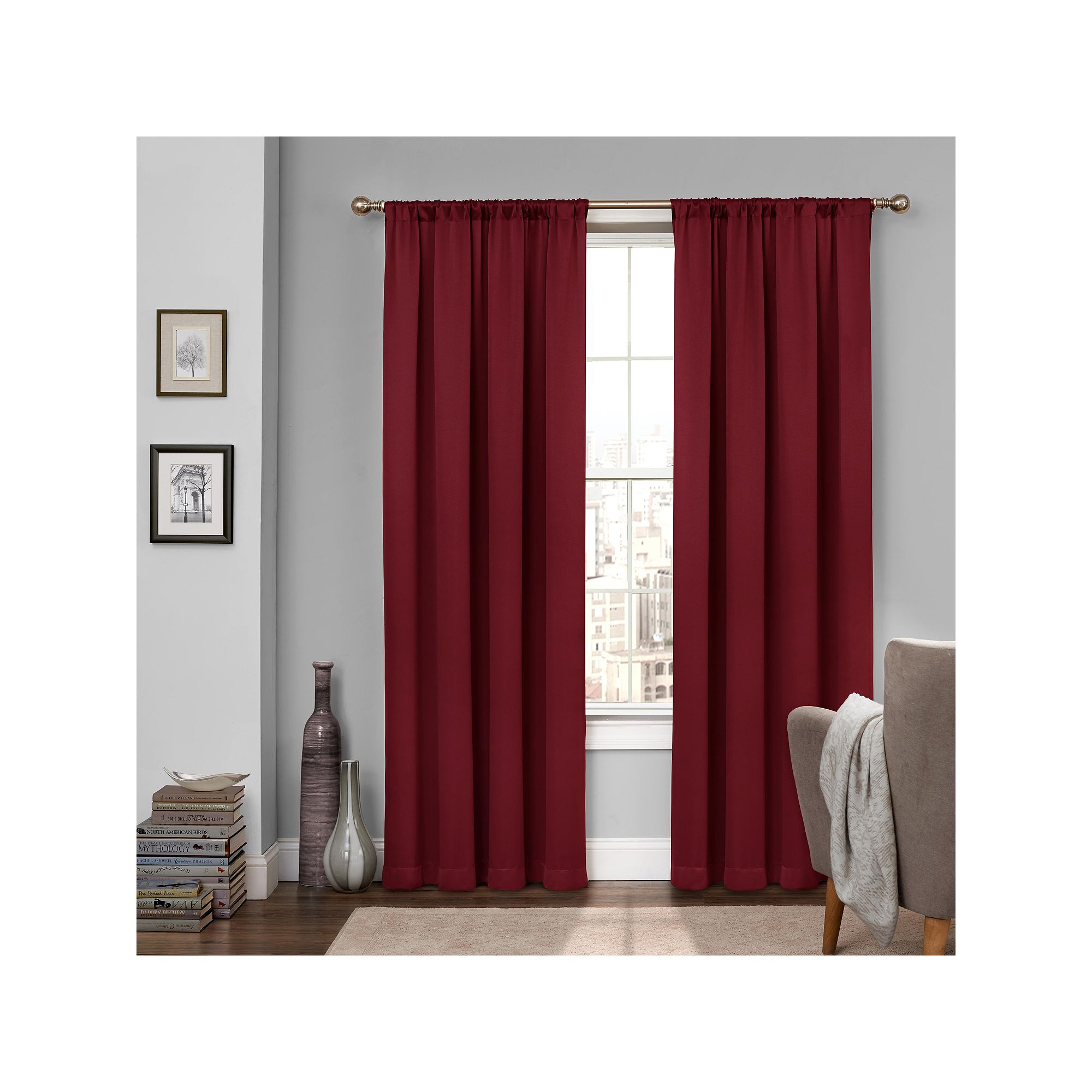 eclipse Tricia Room Darkening 1-Panel Window Curtain, Sangria