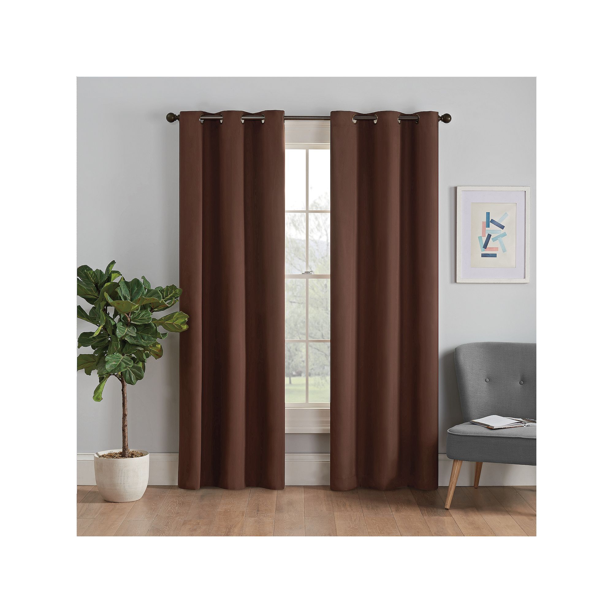 eclipse Microfiber Blackout 1-Panel Window Curtain, Brown