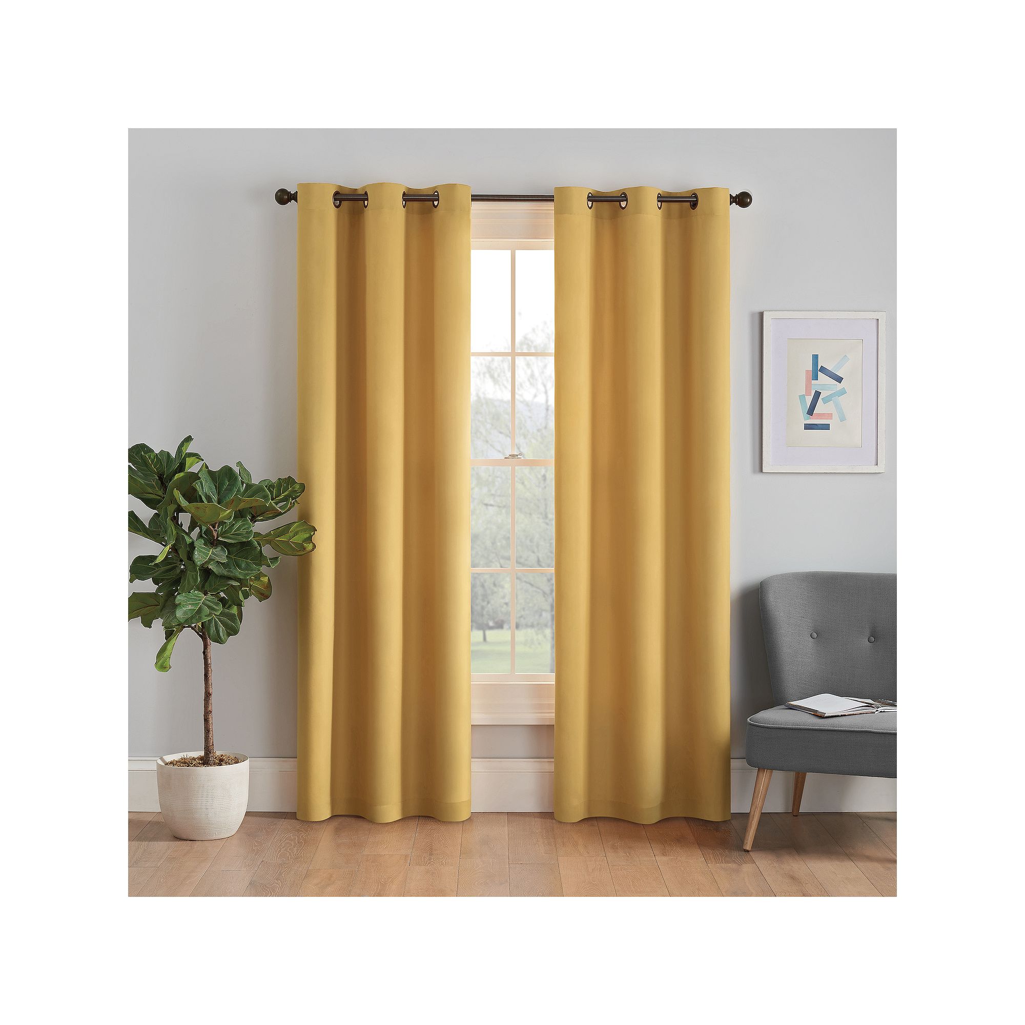 eclipse Microfiber Blackout 1-Panel Window Curtain, Gold