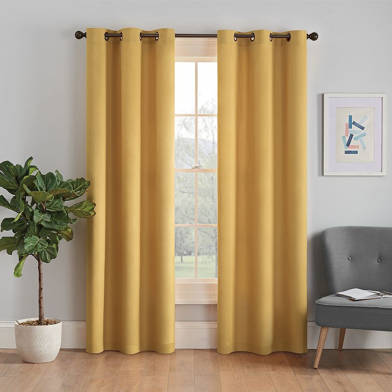 Eclipse Microfiber Energy-Efficient Solid Blackout Grommet Top Single Window Curtain Panel  Ochre  42 x 95