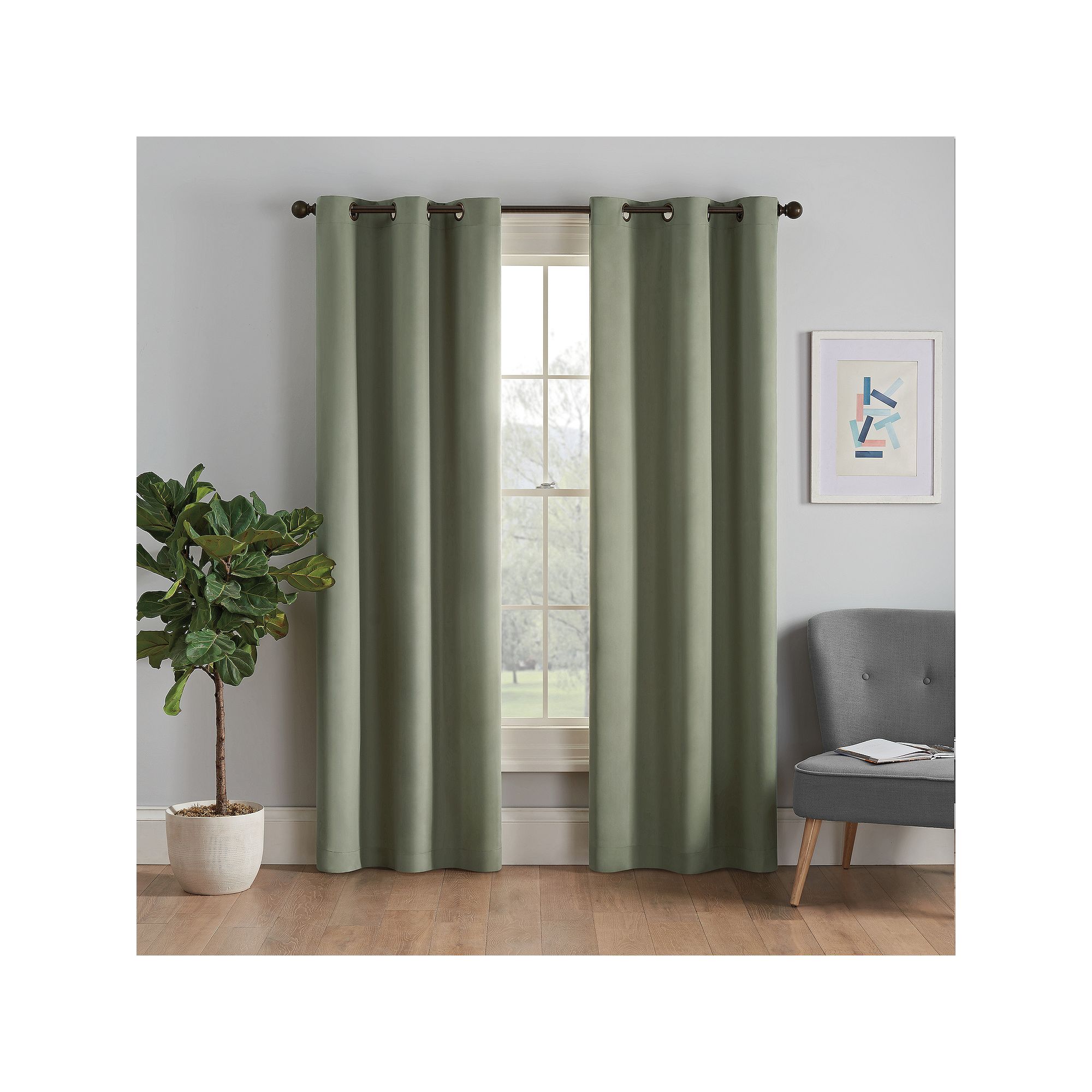 eclipse Microfiber Blackout 1-Panel Window Curtain, Green