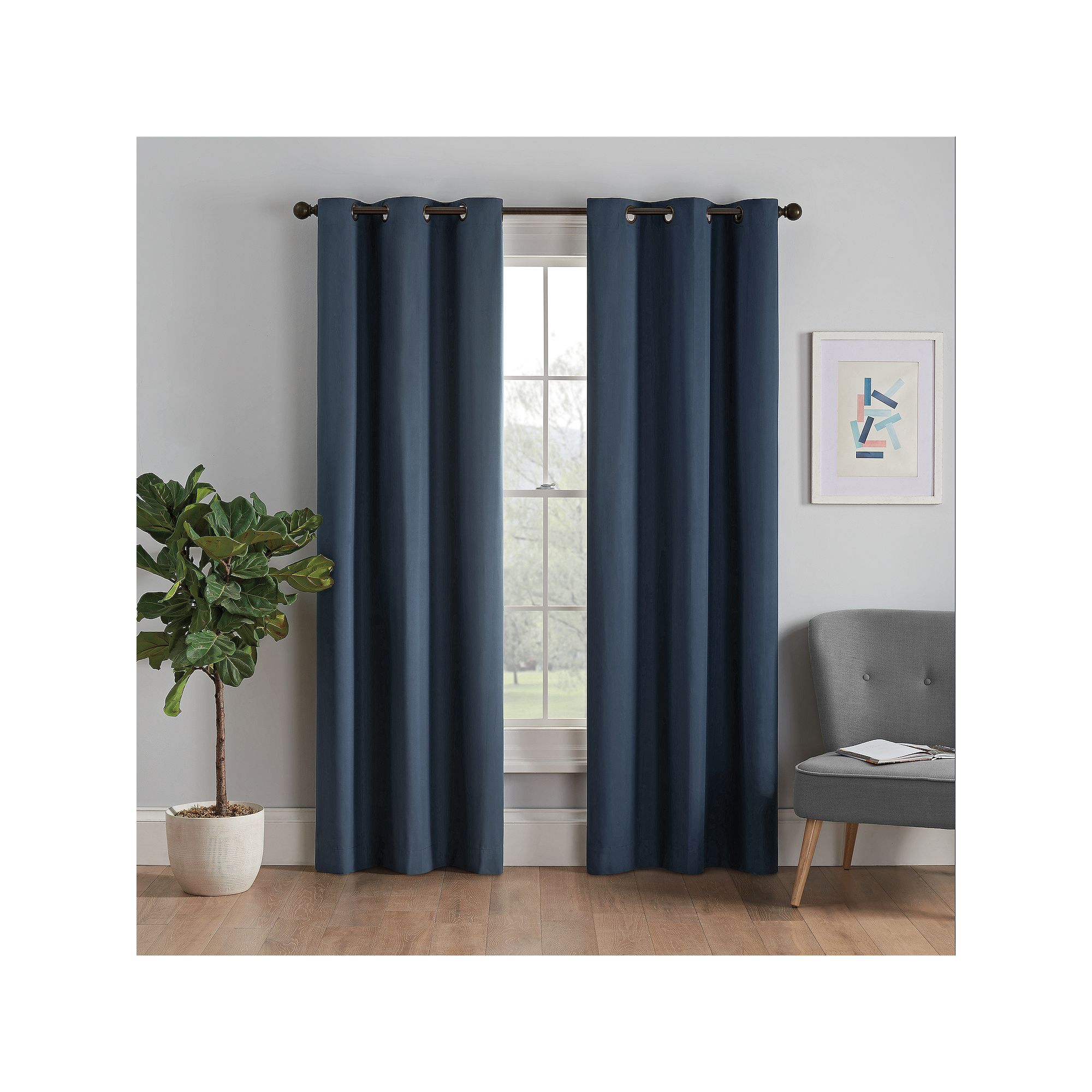 eclipse Microfiber Blackout 1-Panel Window Curtain, Blue
