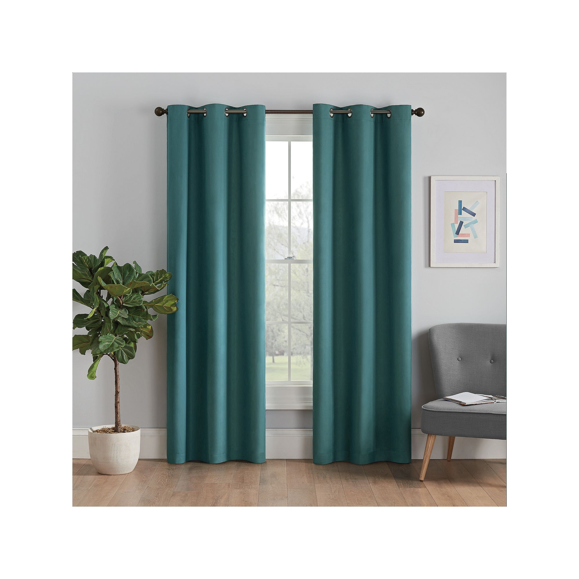 eclipse Microfiber Blackout 1-Panel Window Curtain, Peacock