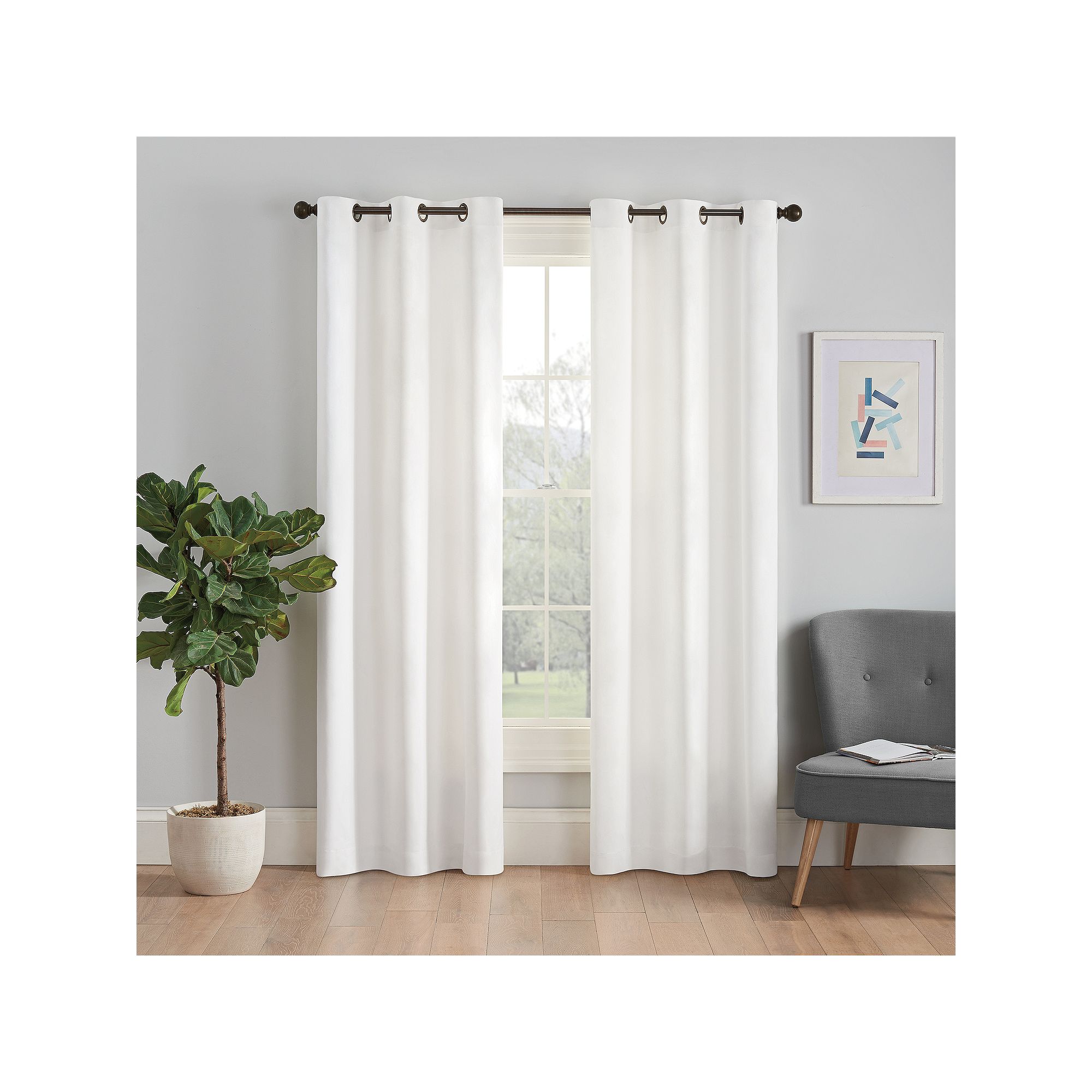 eclipse Microfiber Blackout 1-Panel Window Curtain, White