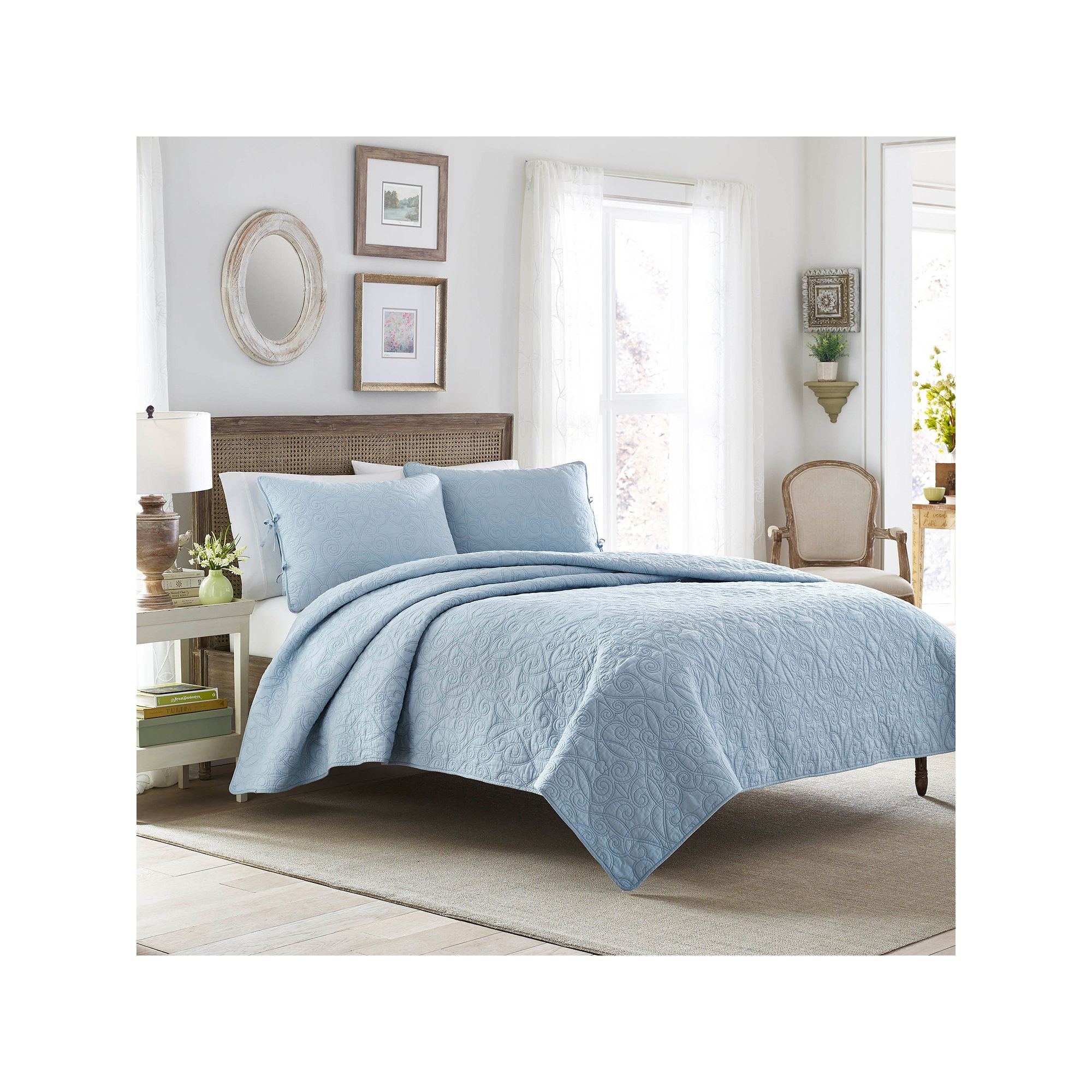 Laura Ashley Felicity Quilt Set, Blue