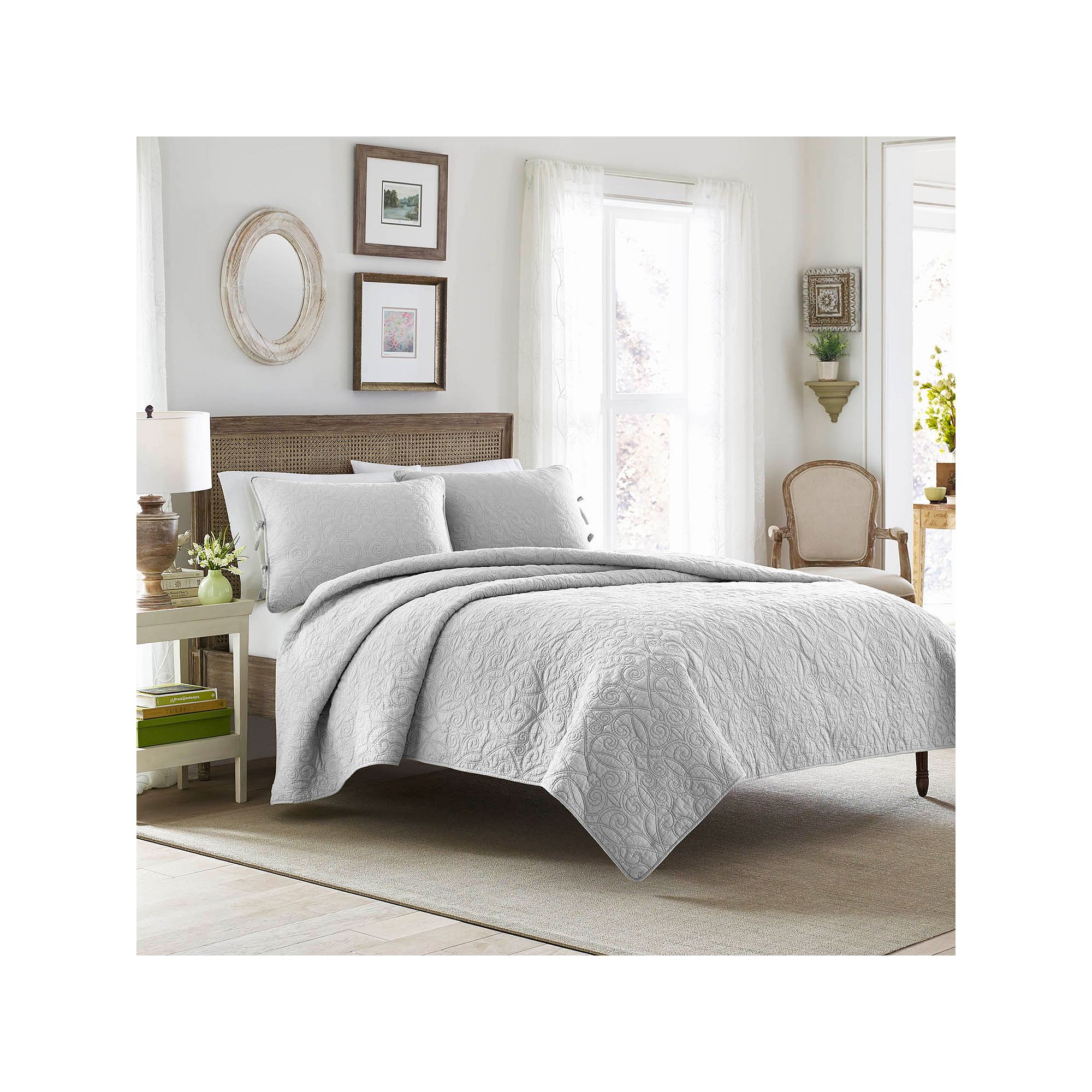 Laura Ashley Felicity Quilt Set, Gray