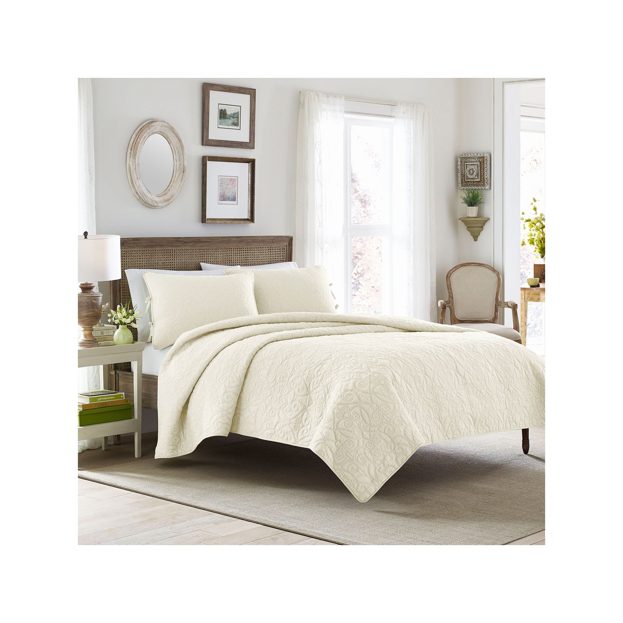 Laura Ashley Felicity Quilt Set, Ivory