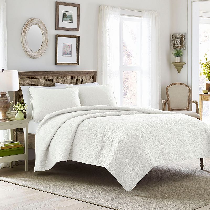 27672941 Laura Ashley Felicity Quilt Set, White, Full/Queen sku 27672941