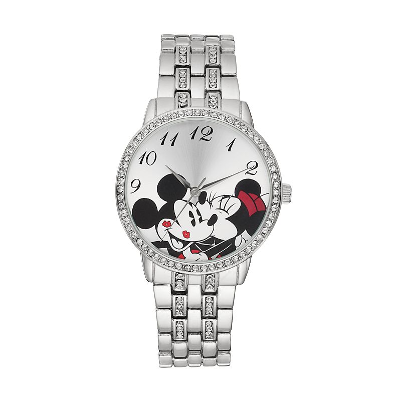 Disneys Mickey & Minnie Mouse Womens Crystal Watch, Grey
