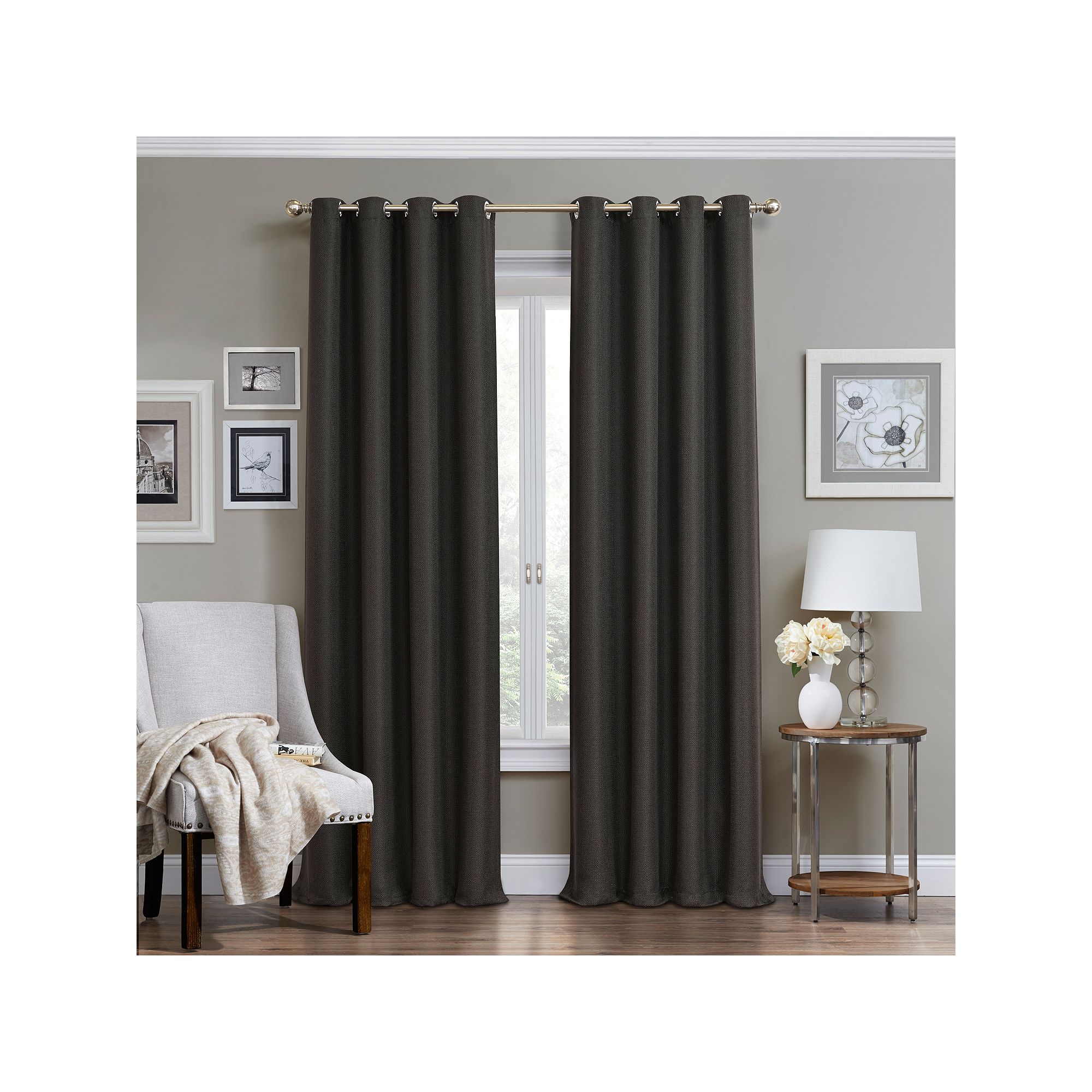 eclipse Wyndham Blackout 1-Panel Window Curtain, Grey