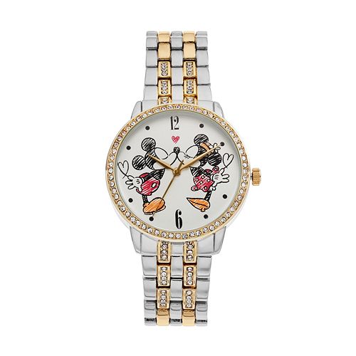 Disney's Mickey & Minnie Mouse Women's Crystal Two Tone Watch