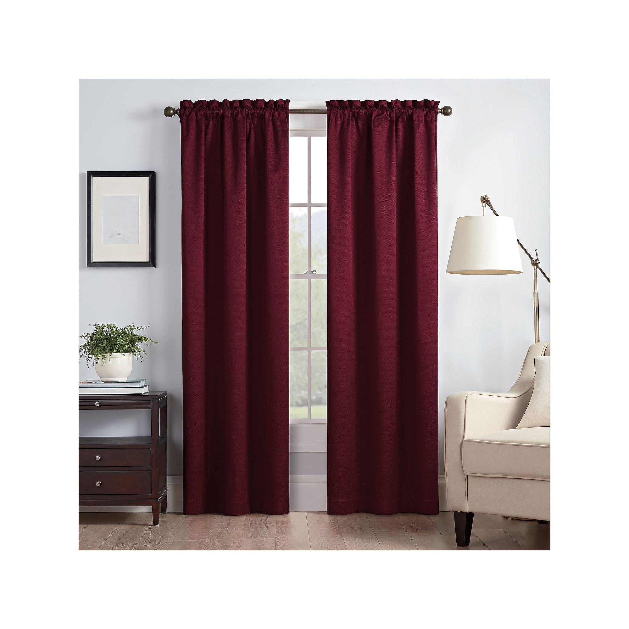 eclipse Canova Light-Filtering 1-Panel Window Curtain, Red