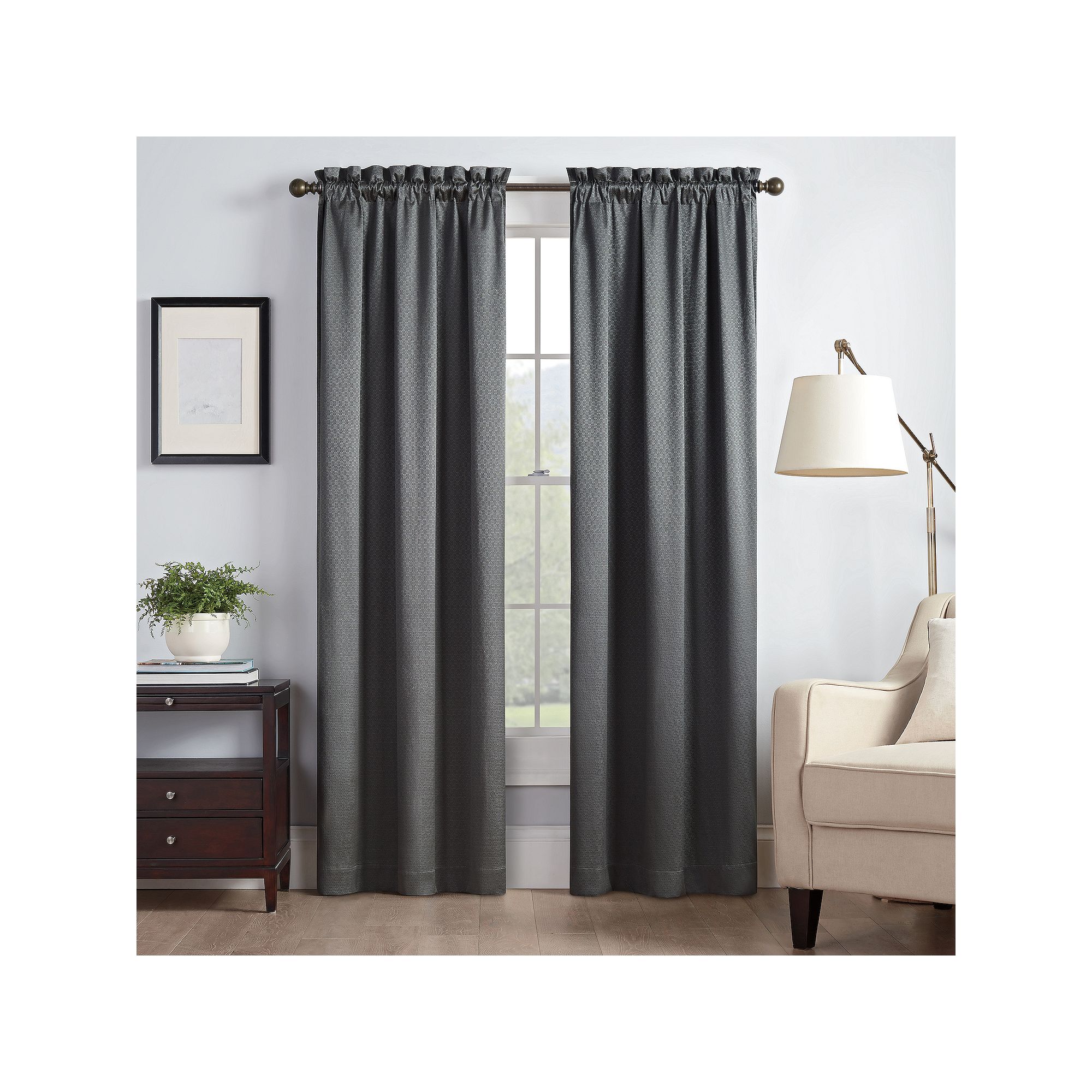 eclipse Canova Light-Filtering 1-Panel Window Curtain, Grey