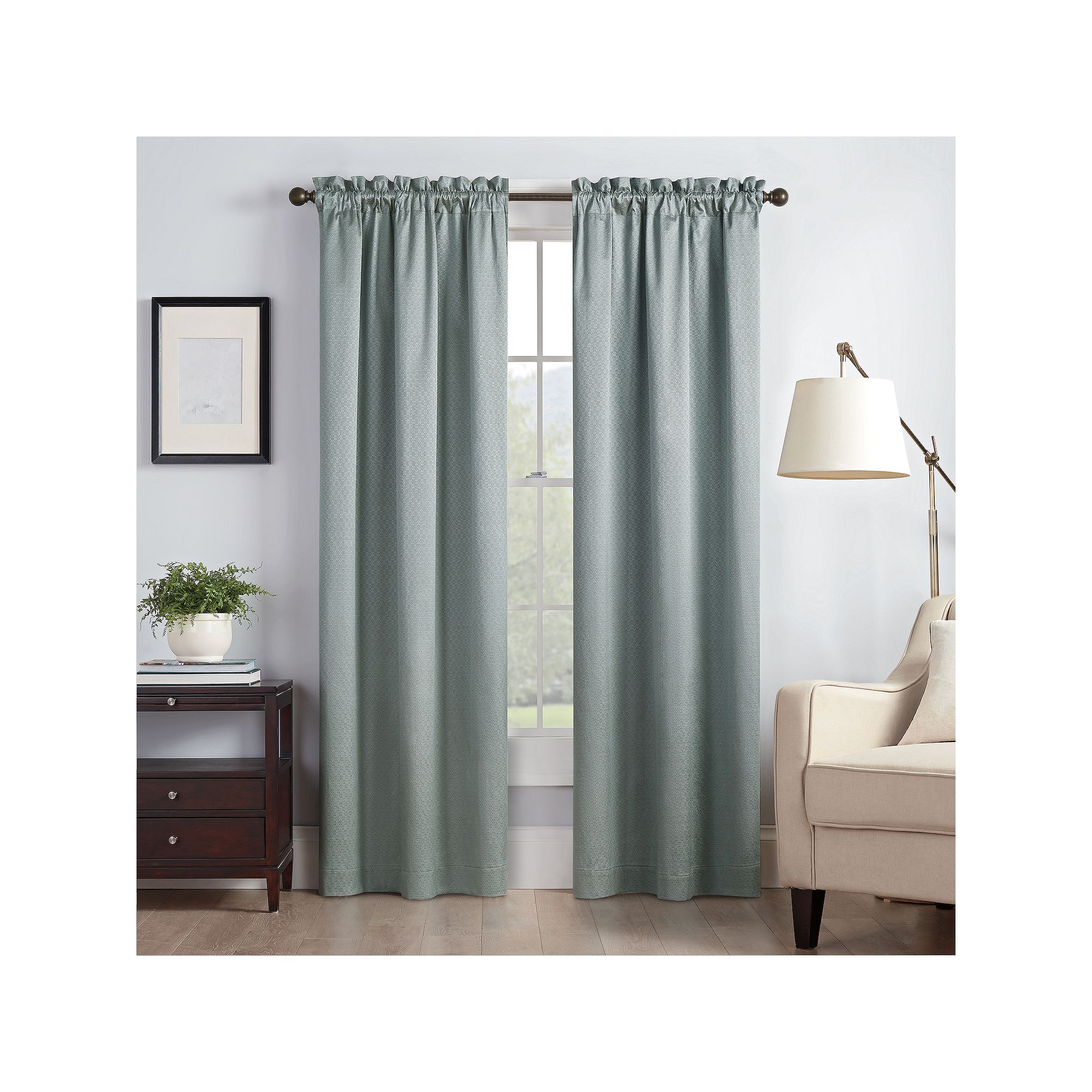 eclipse Canova Light-Filtering 1-Panel Window Curtain, River Blue