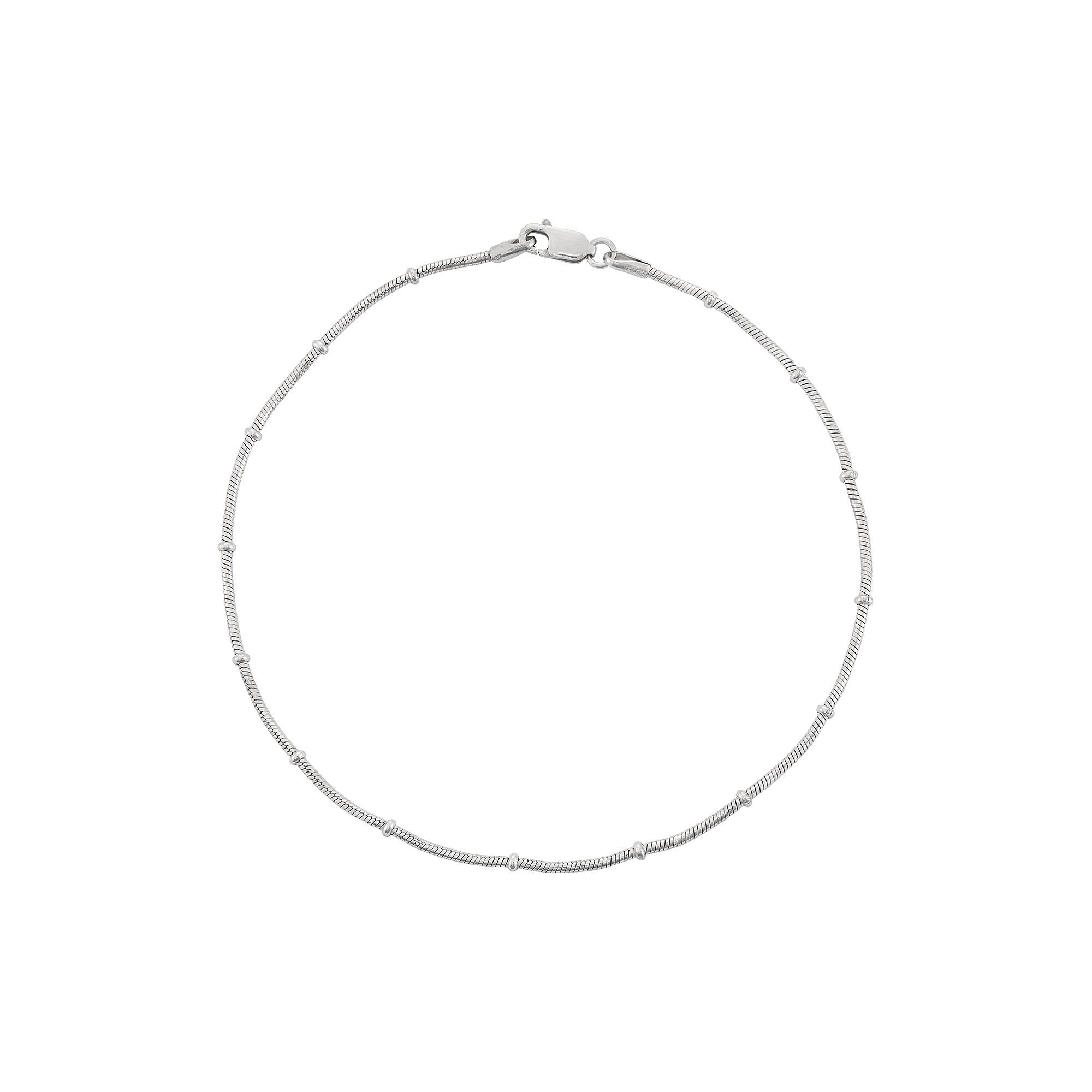 Jordan Blue Sterling Silver Snake Chain Anklet, Womens, Size: 10, Grey