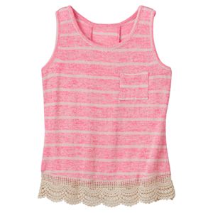 Girls 7-16 Miss Chievous Crochet Hem Striped Tank Top