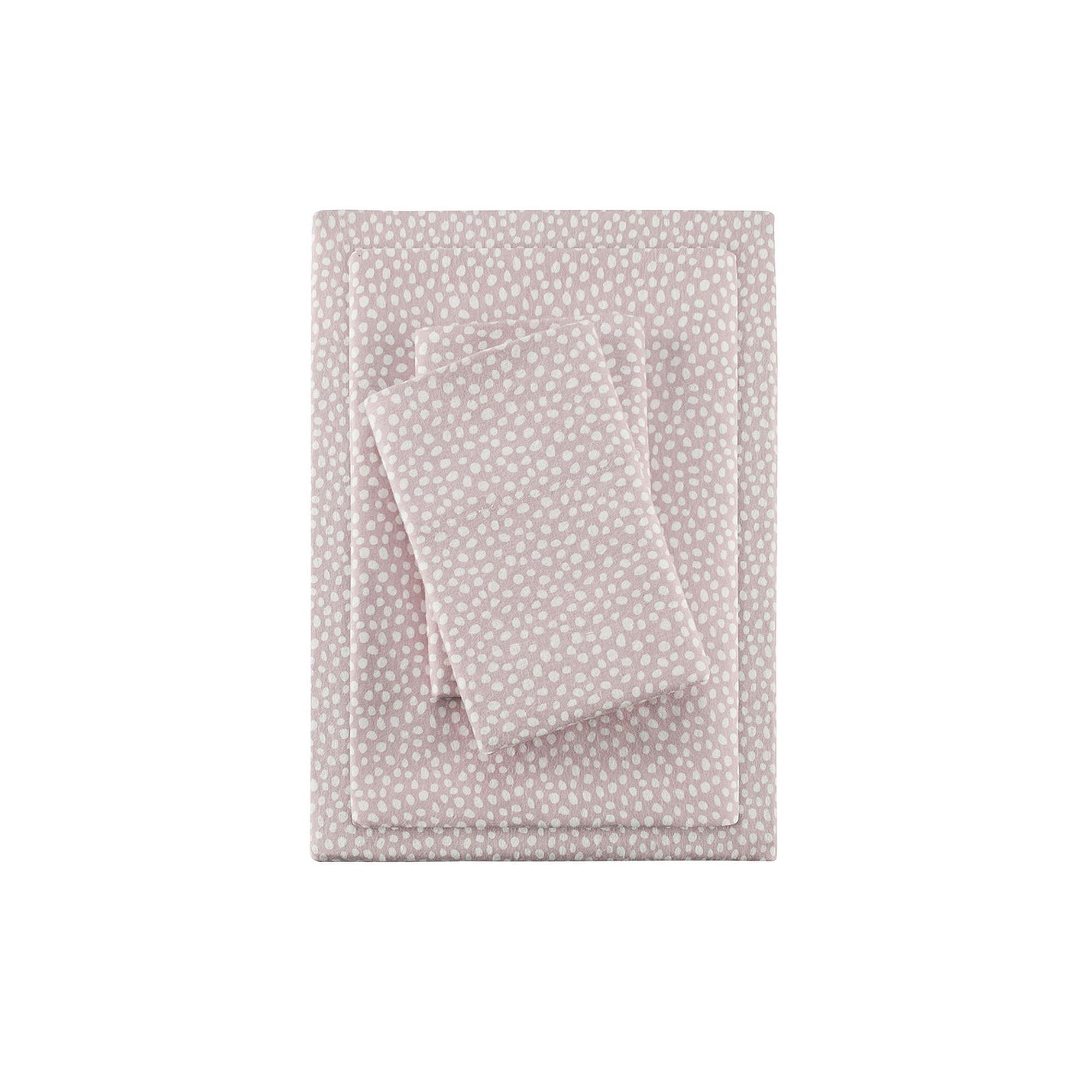 Sleep Philosophy Cozy Cotton Flannel Sheet Set, Blush Dots