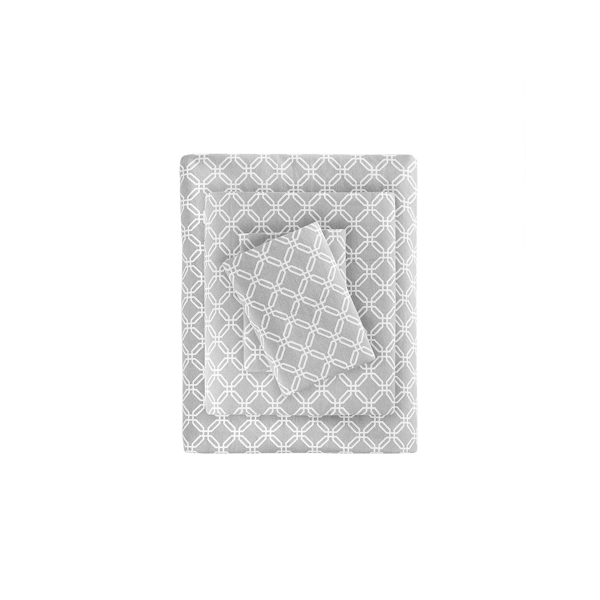 Sleep Philosophy Cozy Cotton Flannel Sheet Set, Gray Geo