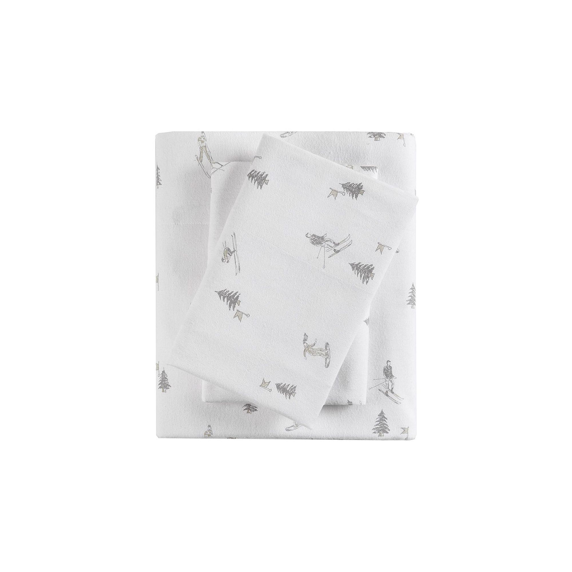 Sleep Philosophy Cozy Cotton Flannel Sheet Set, Gray Skiers
